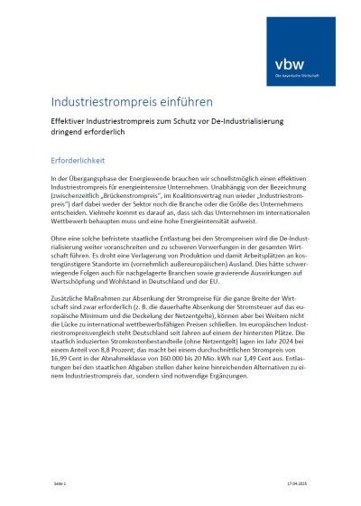 Industriestrompreis einführen