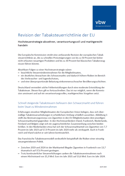 Revision der EU-Tabaksteuerrichtlinie